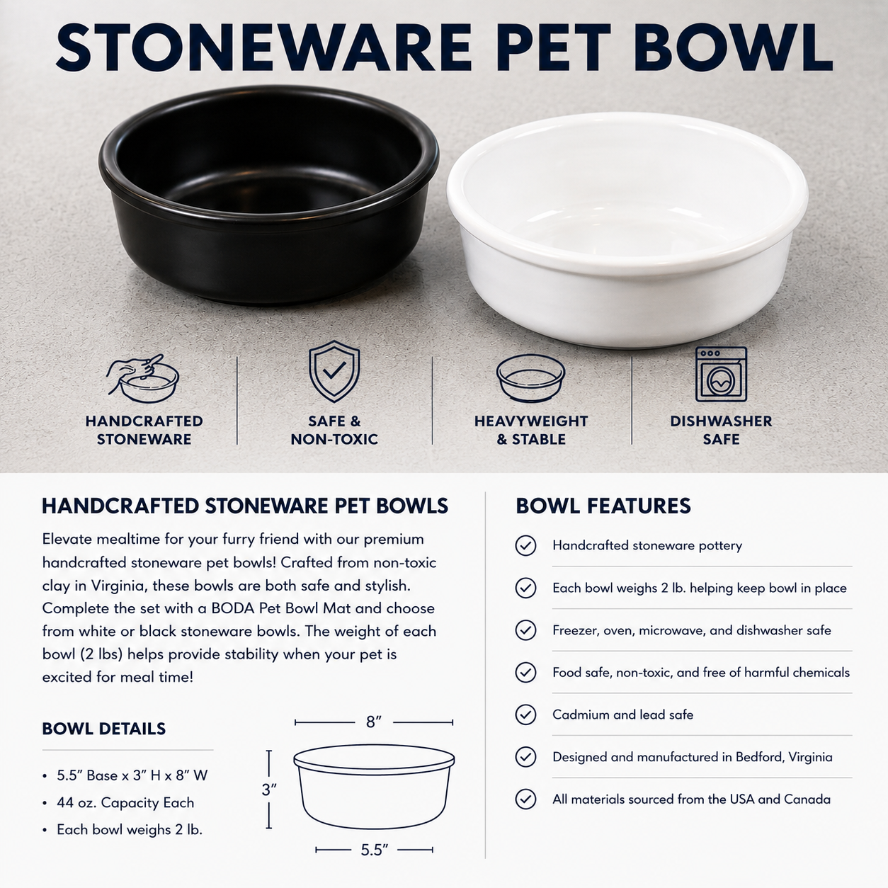 Stoneware Pet Bowl
